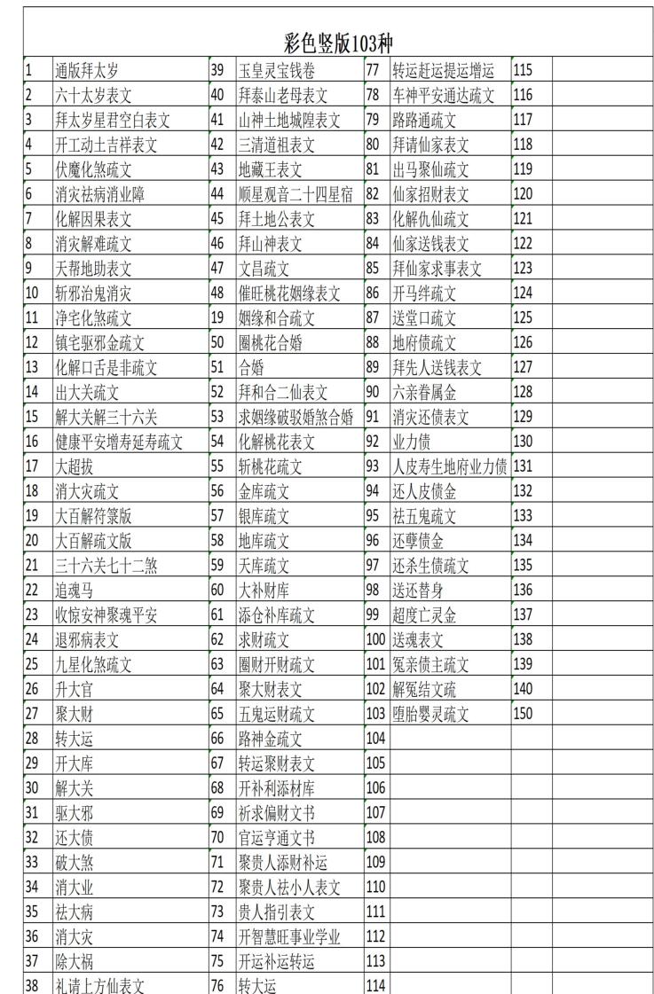 《彩色横版佛道仙表文163种》-现代-164页+《彩色竖版佛道仙表文103种》104页插图3
