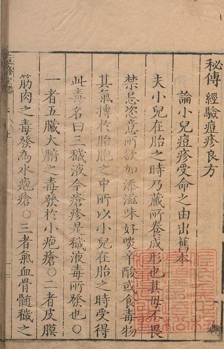 秘传经验痘疹良方 ３卷 明刊本插图1